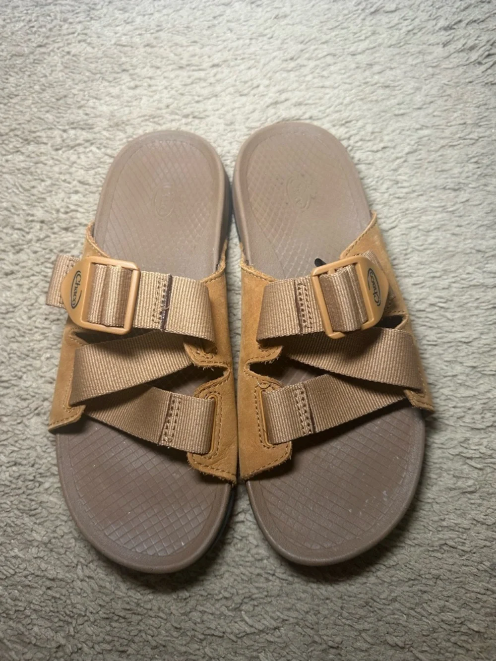 Chaco Women's Lowdown Leather Slide Sandals Size 6 Camel Color